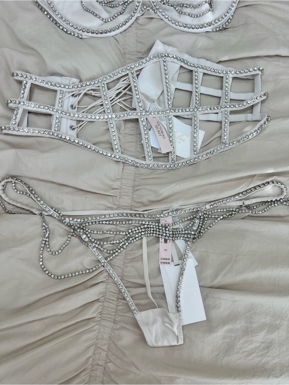 Victoria's Secret Ivory Crystal-Embellished Lingerie Set - Picture 3 of 10